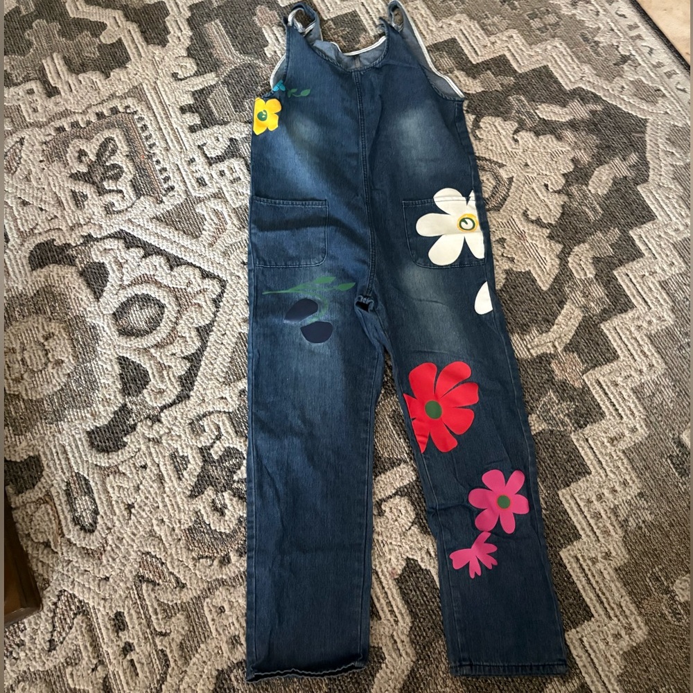 Floral Denim Overalls